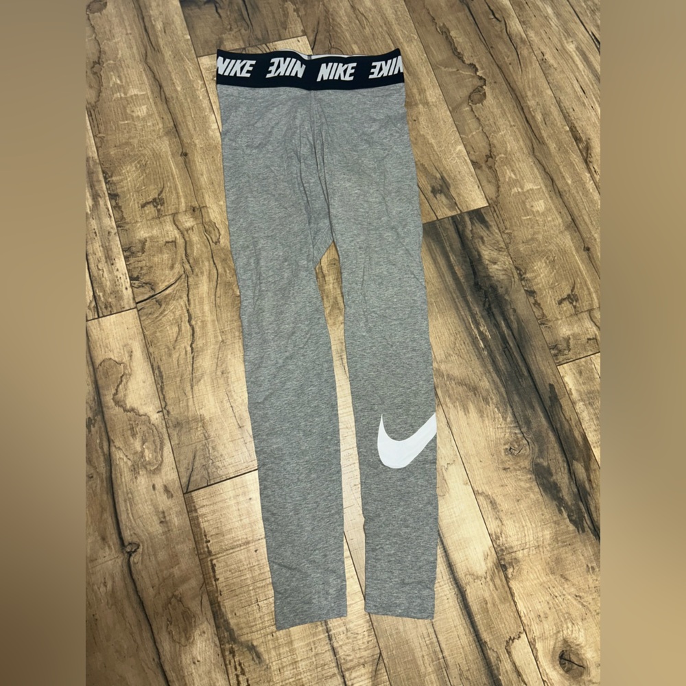 Nike Gray Leggings with White Swoosh